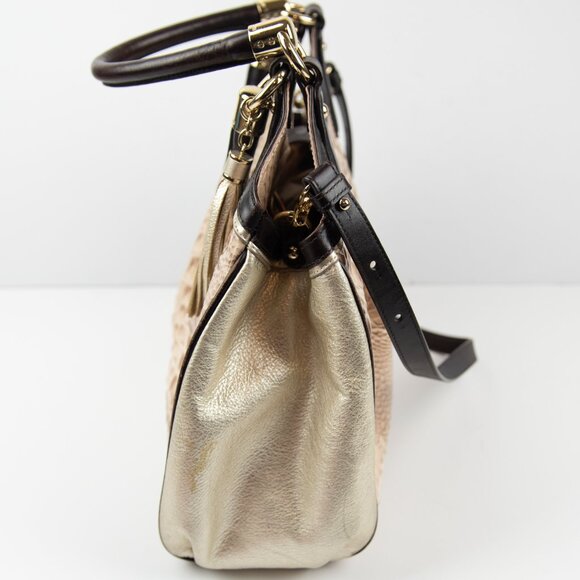 Brahmin Elisa Purse Leather Crocodile Embossed Hobo Bag Blossom Kendall Brown - Picture 4 of 14